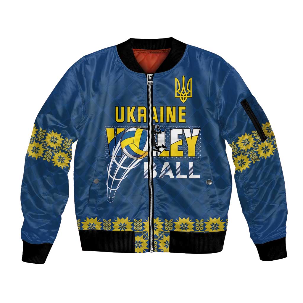 Custom Ukraine Volleyball Sleeve Zip Bomber Jacket Cholovicha Zbirna Ukrainy z Volejbolu