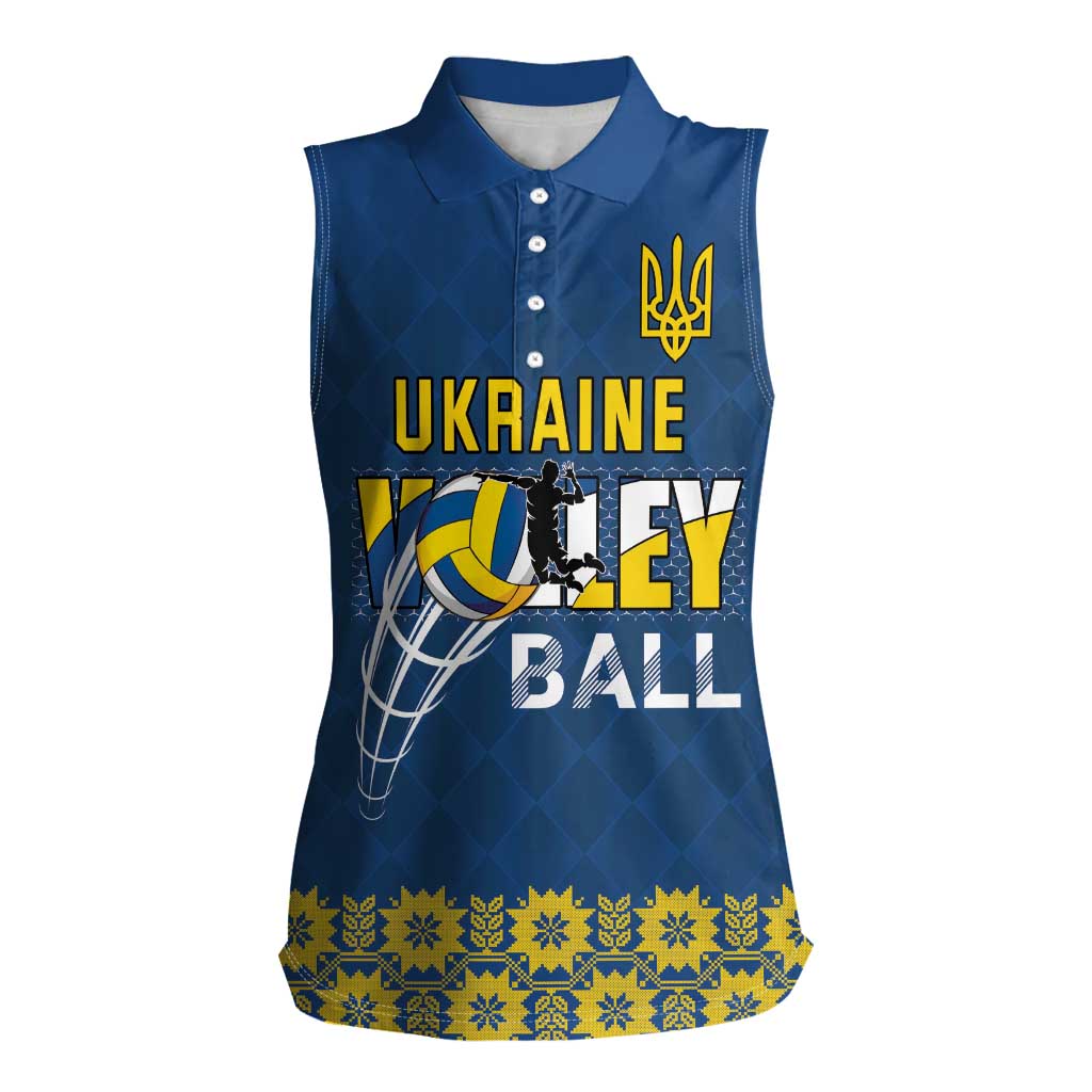 Custom Ukraine Volleyball Women Sleeveless Polo Shirt Cholovicha Zbirna Ukrainy z Volejbolu