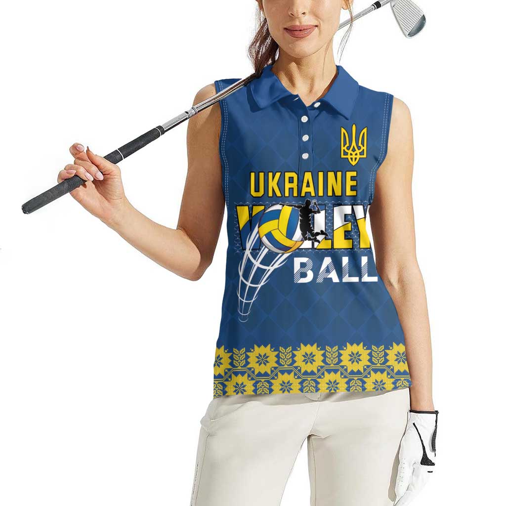 Custom Ukraine Volleyball Women Sleeveless Polo Shirt Cholovicha Zbirna Ukrainy z Volejbolu