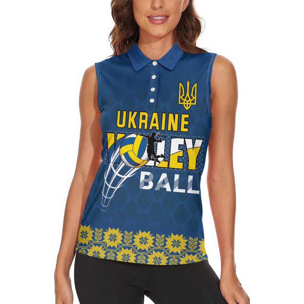 Custom Ukraine Volleyball Women Sleeveless Polo Shirt Cholovicha Zbirna Ukrainy z Volejbolu