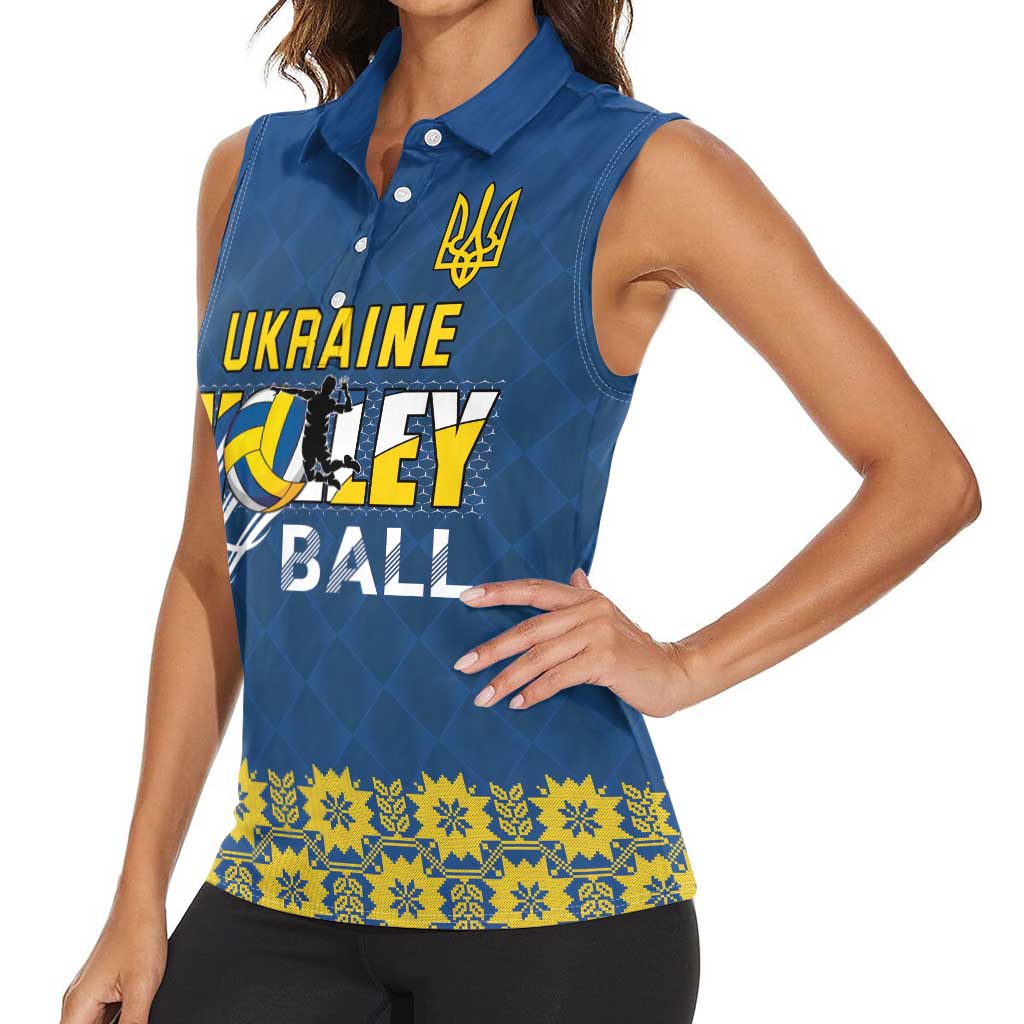 Custom Ukraine Volleyball Women Sleeveless Polo Shirt Cholovicha Zbirna Ukrainy z Volejbolu