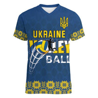 Custom Ukraine Volleyball Women V-Neck T-Shirt Cholovicha Zbirna Ukrainy z Volejbolu