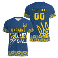Custom Ukraine Volleyball Women V-Neck T-Shirt Cholovicha Zbirna Ukrainy z Volejbolu