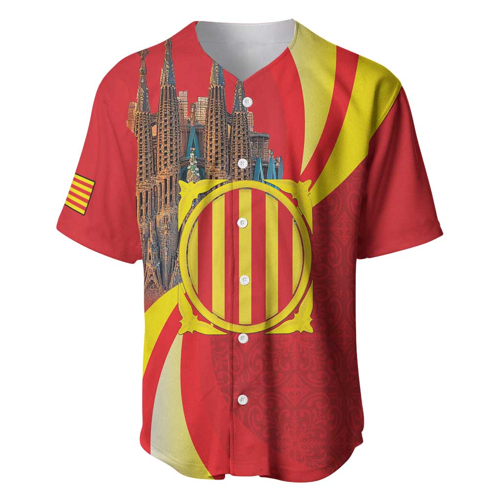 Catalonia Spain Baseball Jersey Basilica de la Sagrada Familia
