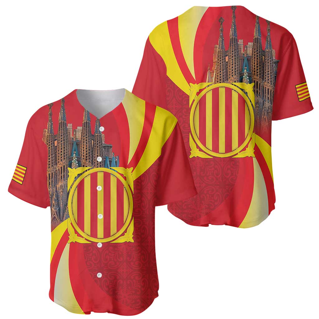 Catalonia Spain Baseball Jersey Basilica de la Sagrada Familia