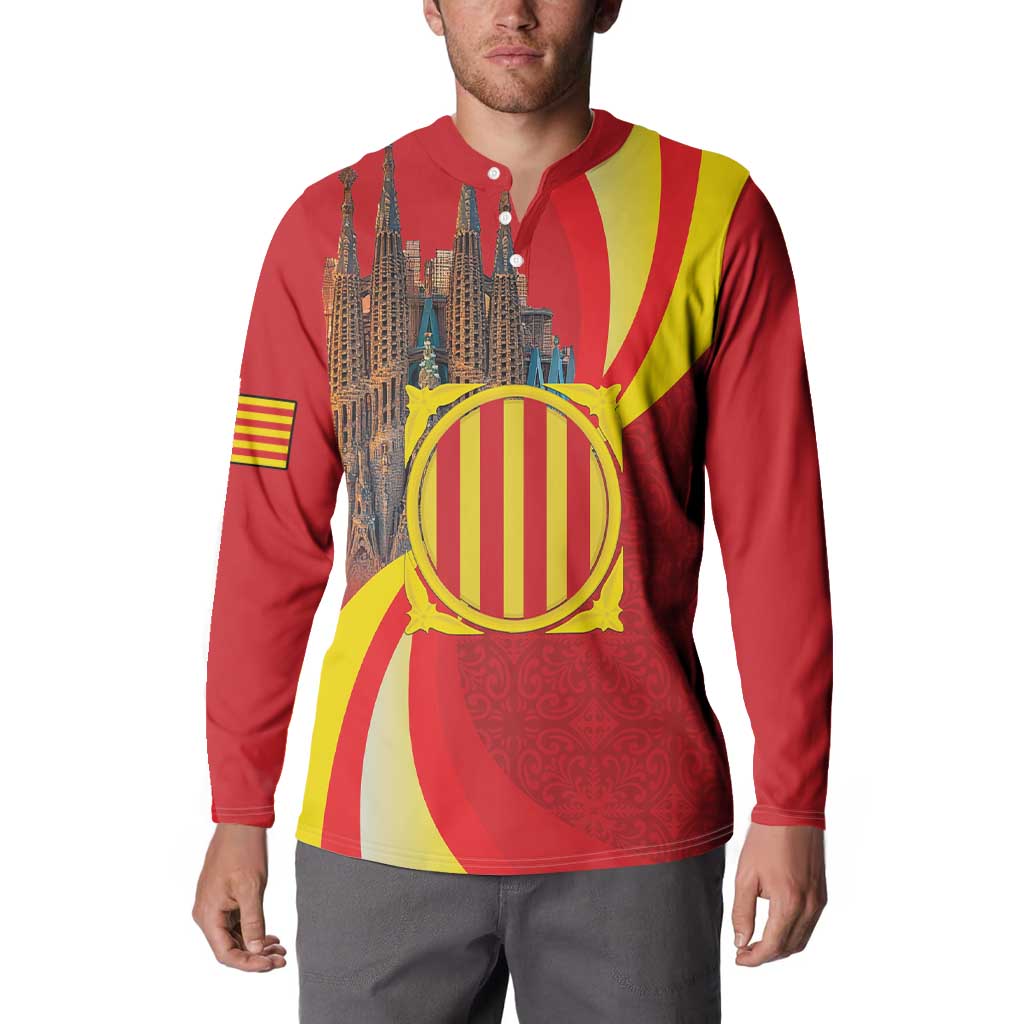 Catalonia Spain Button Sweatshirt Basilica de la Sagrada Familia