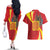 Catalonia Spain Couples Matching Off The Shoulder Long Sleeve Dress and Hawaiian Shirt Basilica de la Sagrada Familia