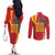 Catalonia Spain Couples Matching Off The Shoulder Long Sleeve Dress and Long Sleeve Button Shirt Basilica de la Sagrada Familia