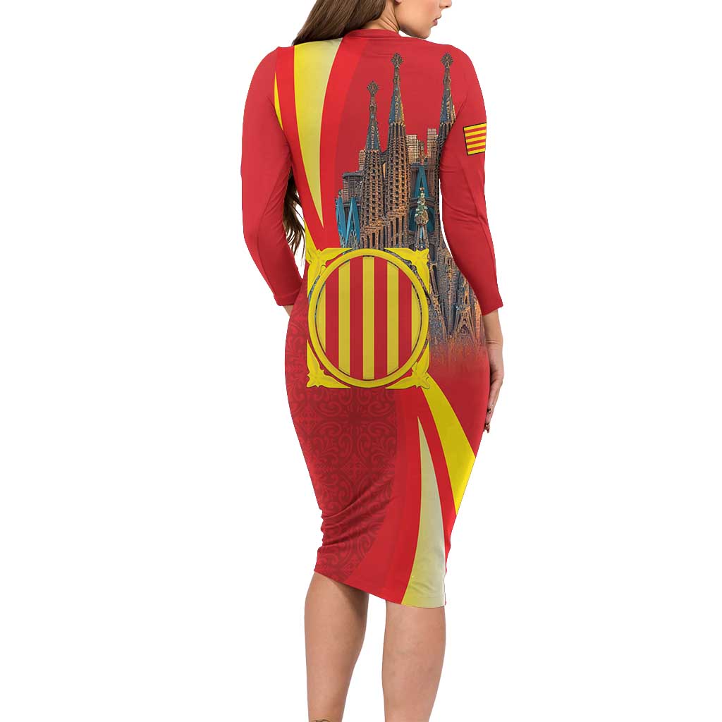 Catalonia Spain Family Matching Long Sleeve Bodycon Dress and Hawaiian Shirt Basilica de la Sagrada Familia