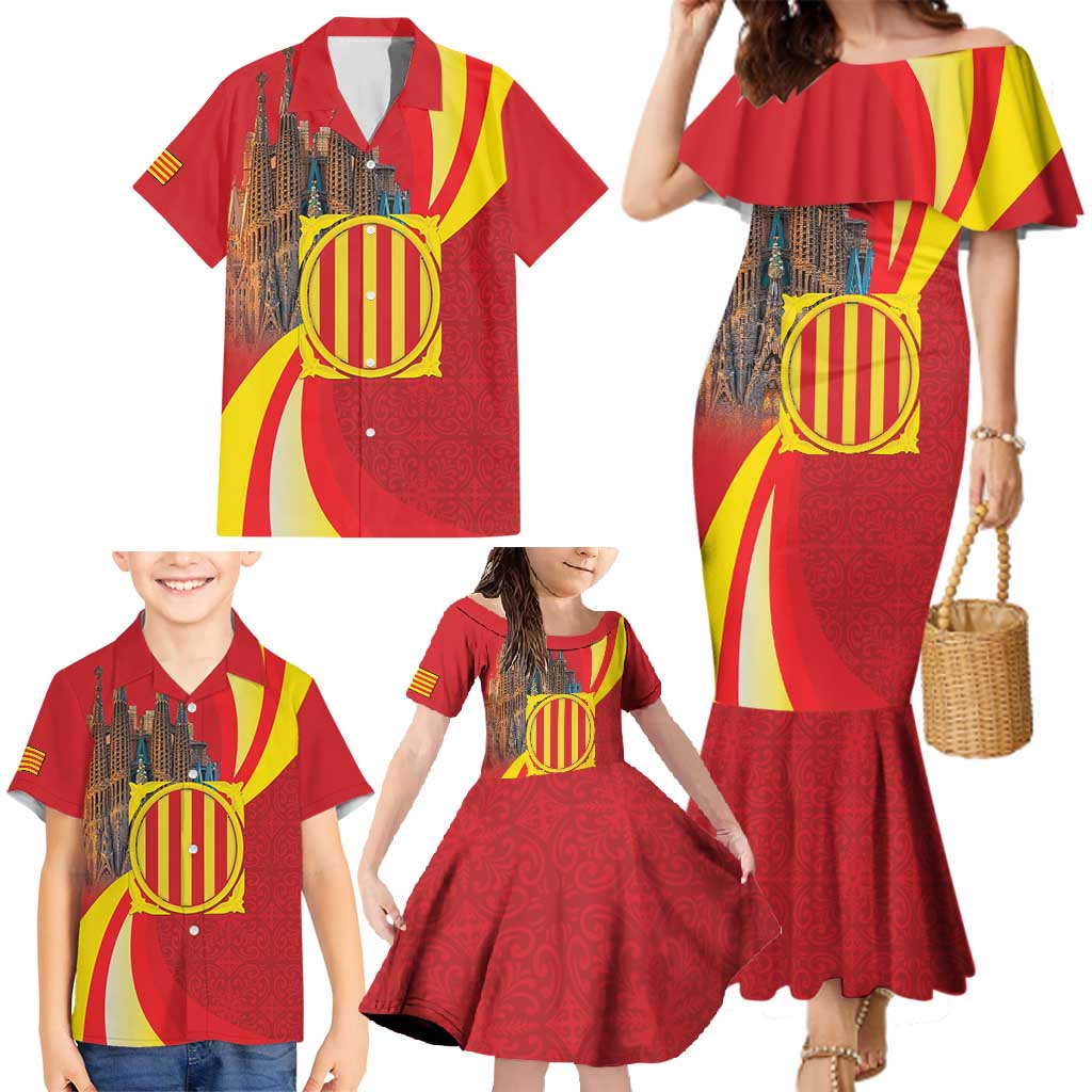 Catalonia Spain Family Matching Mermaid Dress and Hawaiian Shirt Basilica de la Sagrada Familia