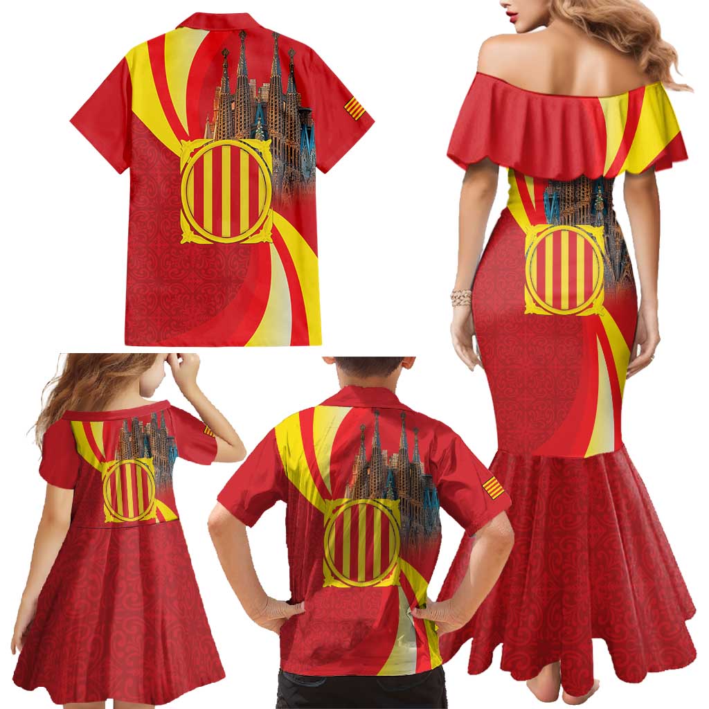 Catalonia Spain Family Matching Mermaid Dress and Hawaiian Shirt Basilica de la Sagrada Familia