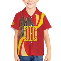 Catalonia Spain Family Matching Off The Shoulder Long Sleeve Dress and Hawaiian Shirt Basilica de la Sagrada Familia