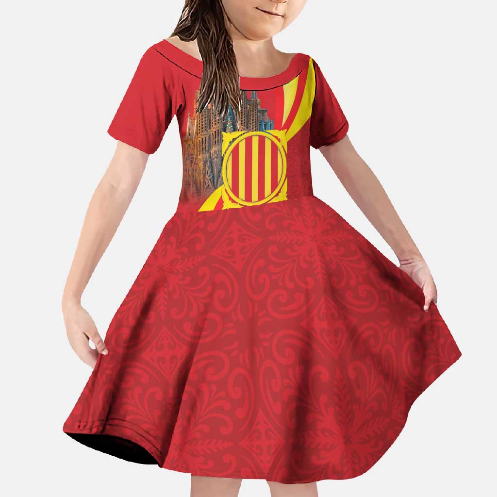 Catalonia Spain Family Matching Off Shoulder Maxi Dress and Hawaiian Shirt Basilica de la Sagrada Familia
