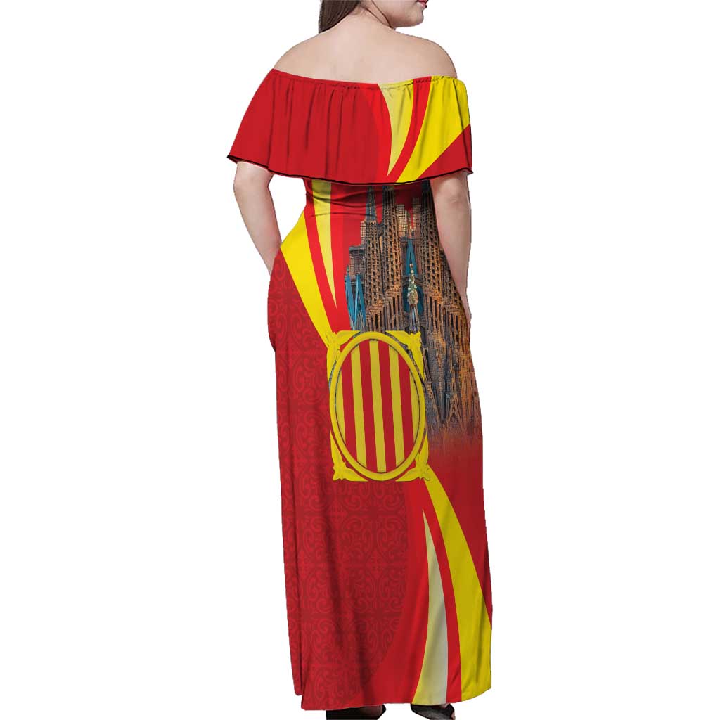 Catalonia Spain Family Matching Off Shoulder Maxi Dress and Hawaiian Shirt Basilica de la Sagrada Familia