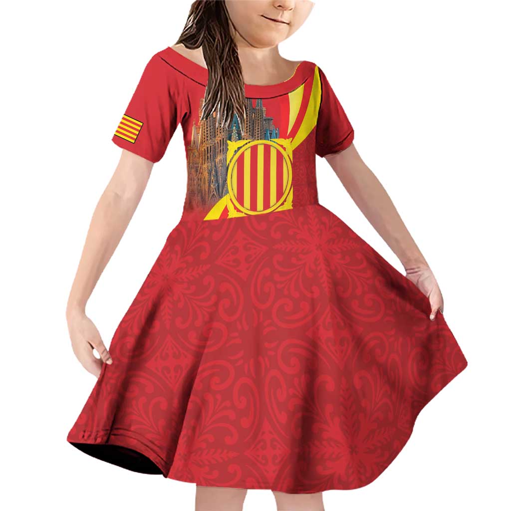 Catalonia Spain Family Matching Off Shoulder Short Dress and Hawaiian Shirt Basilica de la Sagrada Familia