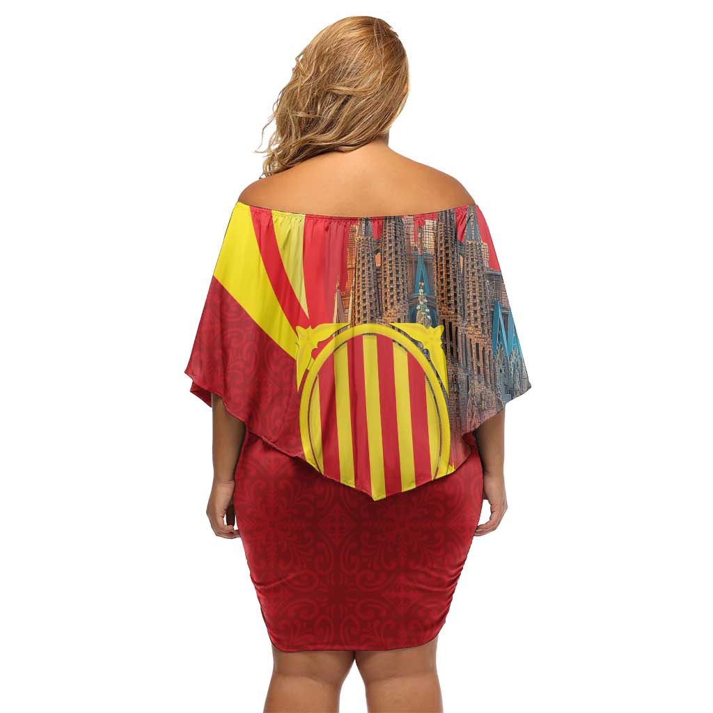 Catalonia Spain Family Matching Off Shoulder Short Dress and Hawaiian Shirt Basilica de la Sagrada Familia