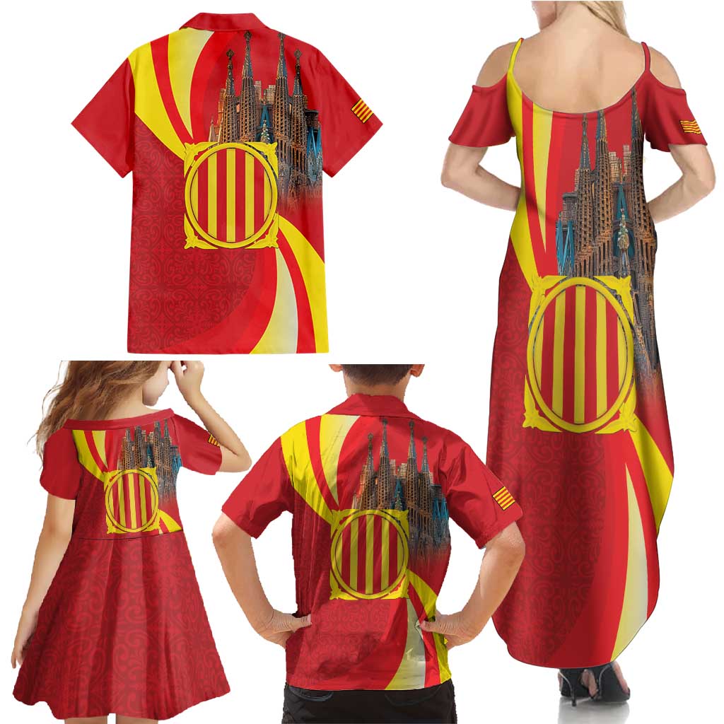 Catalonia Spain Family Matching Summer Maxi Dress and Hawaiian Shirt Basilica de la Sagrada Familia