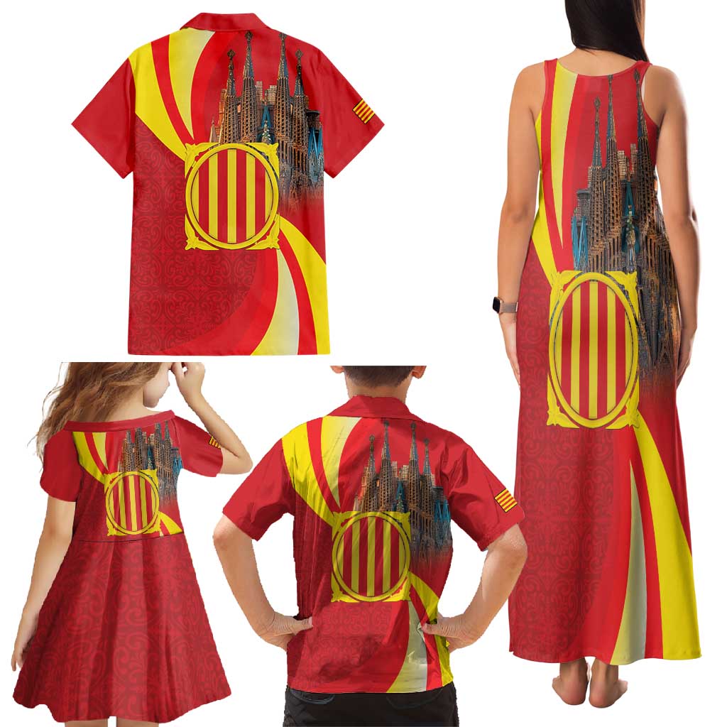 Catalonia Spain Family Matching Tank Maxi Dress and Hawaiian Shirt Basilica de la Sagrada Familia