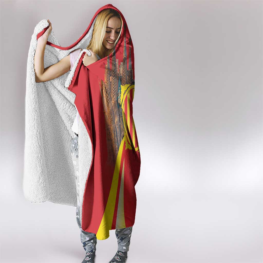Catalonia Spain Hooded Blanket Basilica de la Sagrada Familia