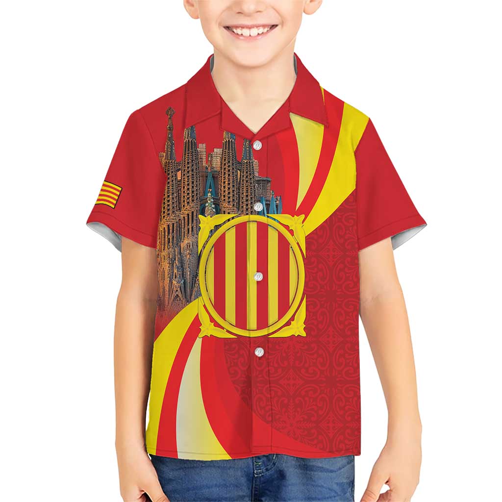 Catalonia Spain Kid Hawaiian Shirt Basilica de la Sagrada Familia