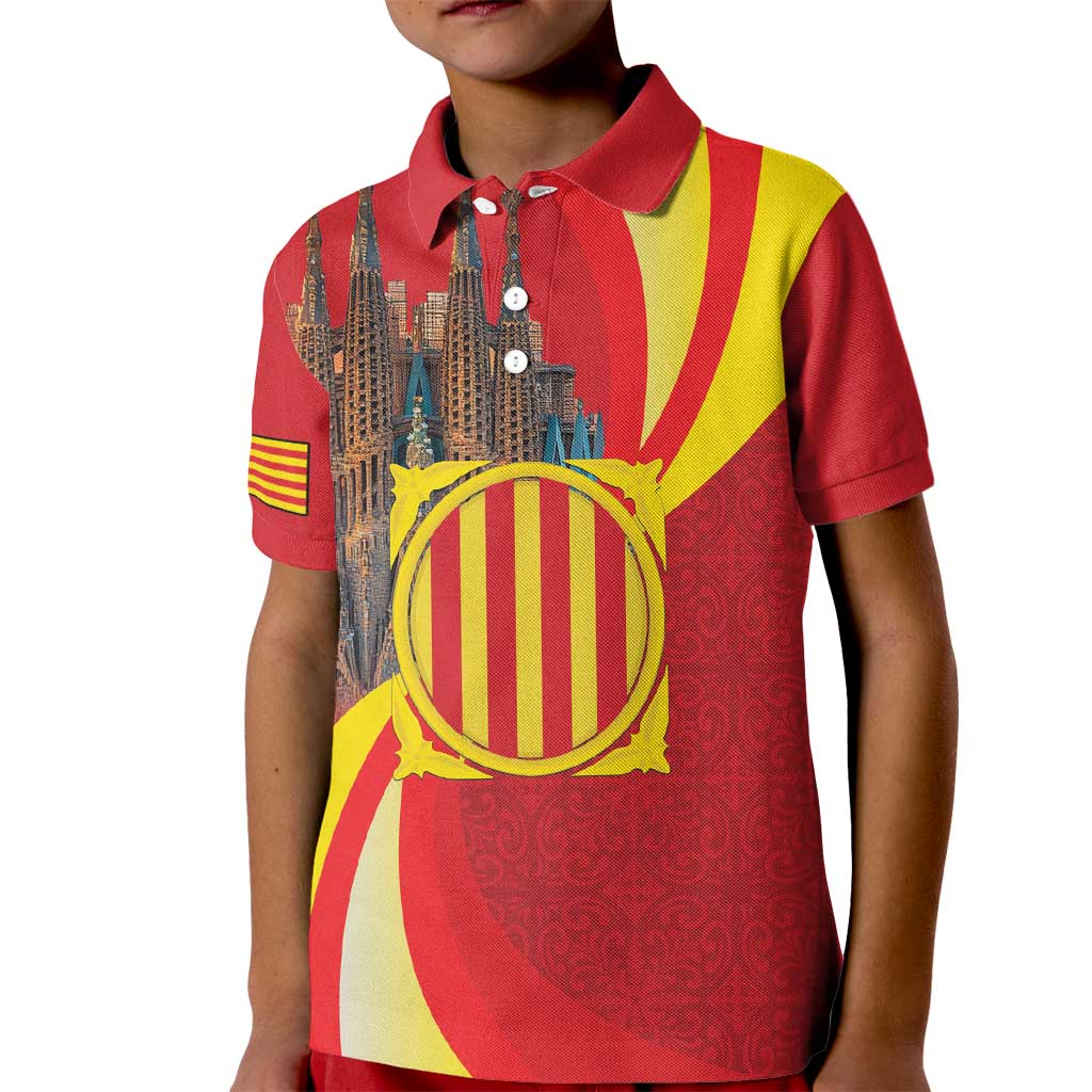 Catalonia Spain Kid Polo Shirt Basilica de la Sagrada Familia