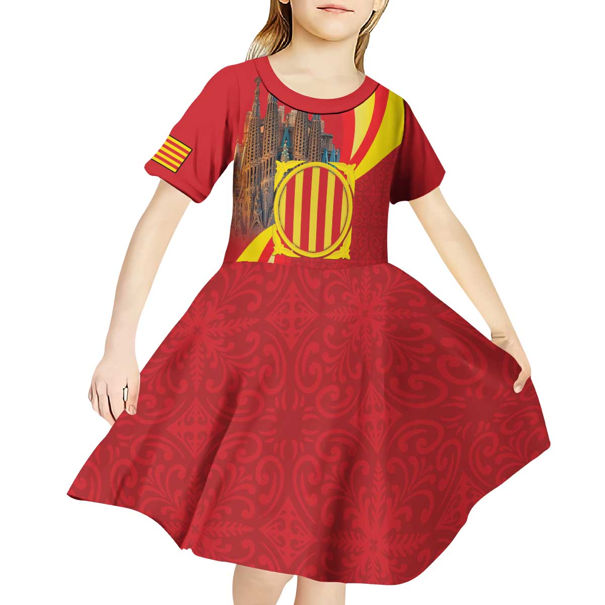 Catalonia Spain Kid Short Sleeve Dress Basilica de la Sagrada Familia