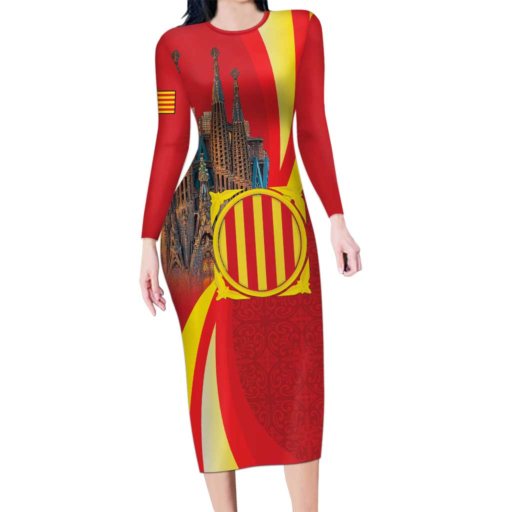 Catalonia Spain Long Sleeve Bodycon Dress Basilica de la Sagrada Familia