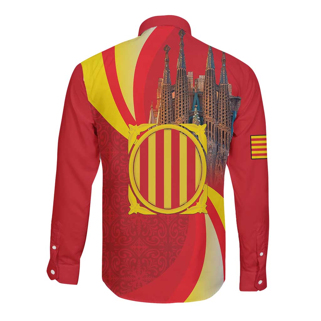 Catalonia Spain Long Sleeve Button Shirt Basilica de la Sagrada Familia