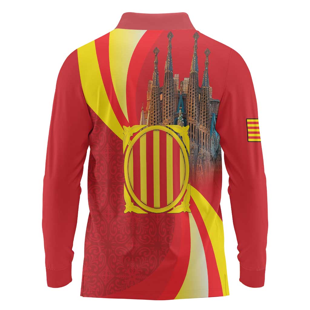 Catalonia Spain Long Sleeve Polo Shirt Basilica de la Sagrada Familia