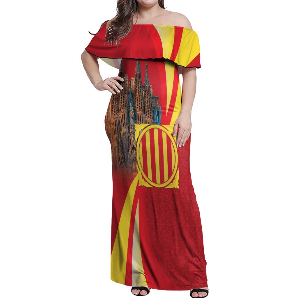 Catalonia Spain Off Shoulder Maxi Dress Basilica de la Sagrada Familia