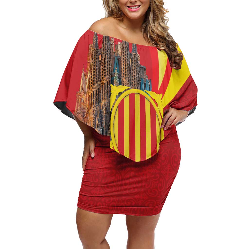 Catalonia Spain Off Shoulder Short Dress Basilica de la Sagrada Familia