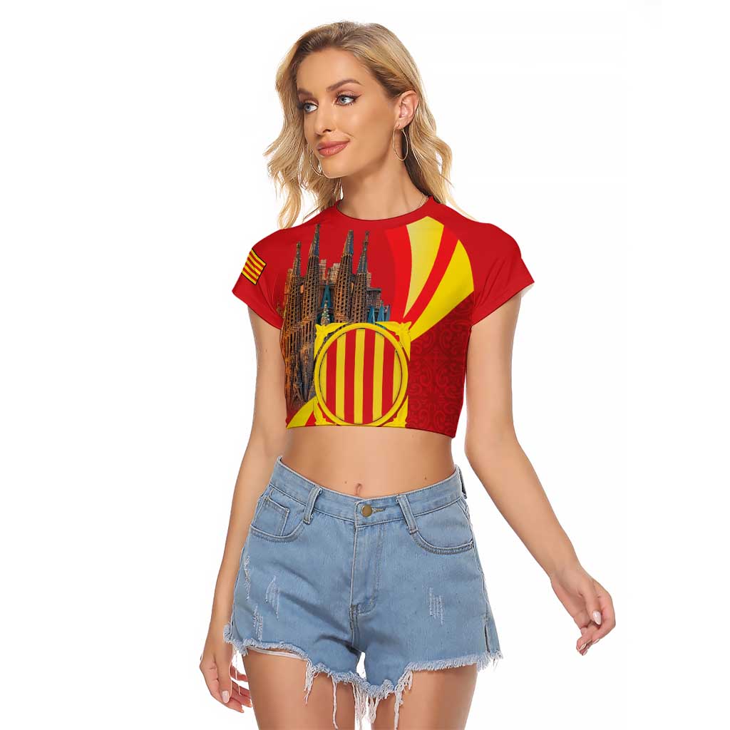 Catalonia Spain Raglan Cropped T Shirt Basilica de la Sagrada Familia