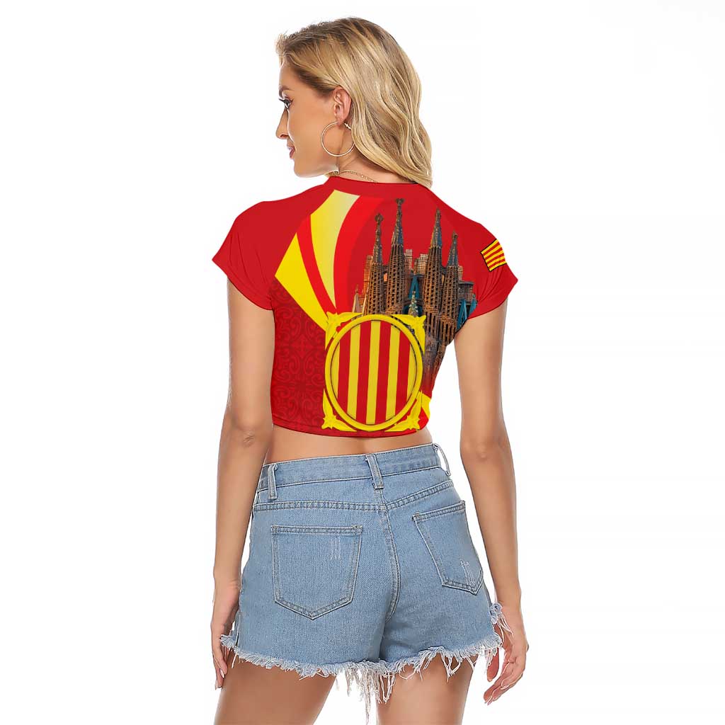 Catalonia Spain Raglan Cropped T Shirt Basilica de la Sagrada Familia