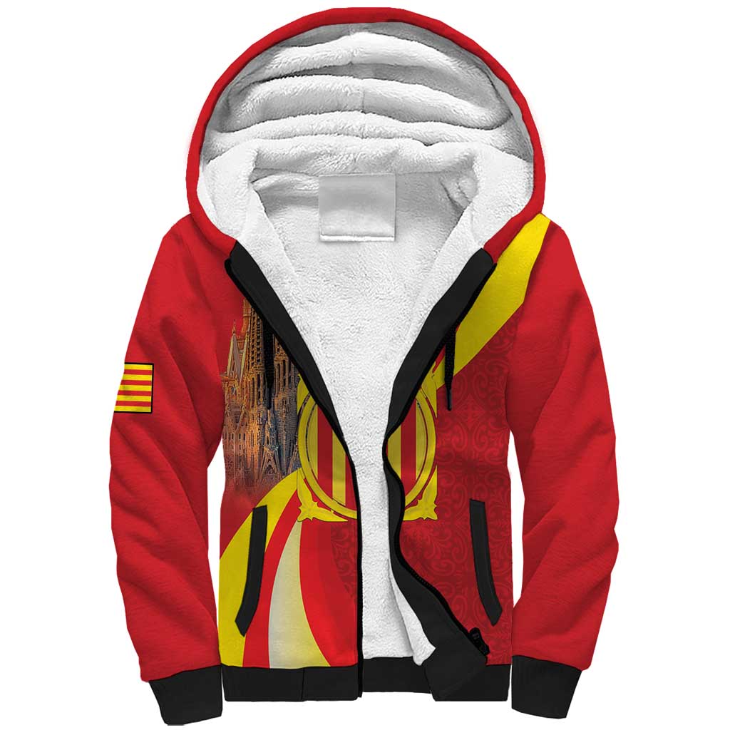 Catalonia Spain Sherpa Hoodie Basilica de la Sagrada Familia