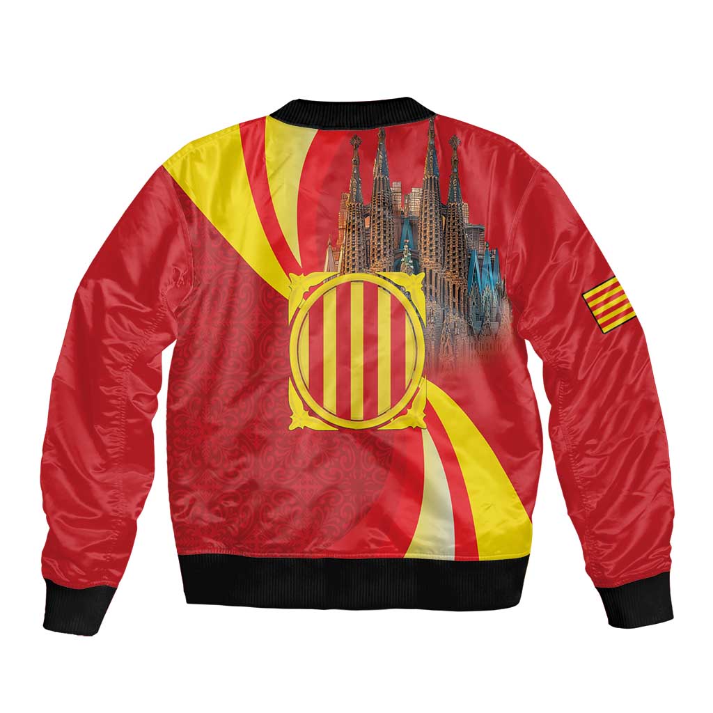 Catalonia Spain Sleeve Zip Bomber Jacket Basilica de la Sagrada Familia