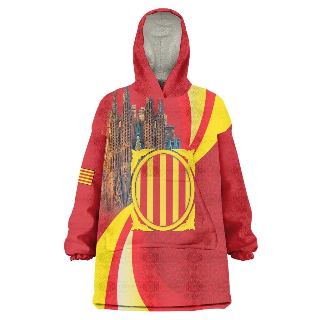 Catalonia Spain Wearable Blanket Hoodie Basilica de la Sagrada Familia