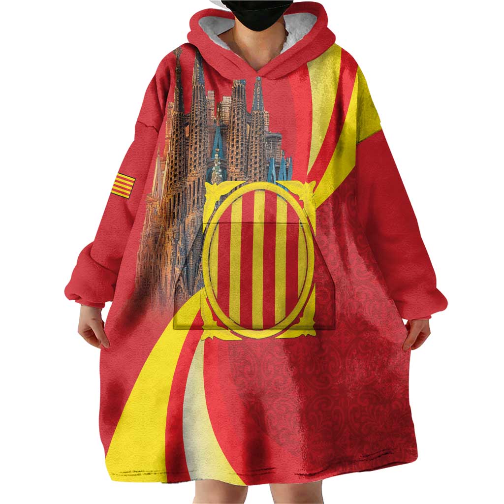 Catalonia Spain Wearable Blanket Hoodie Basilica de la Sagrada Familia