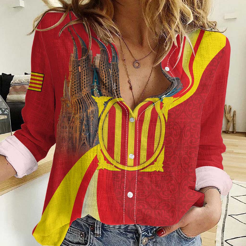 Catalonia Spain Women Casual Shirt Basilica de la Sagrada Familia