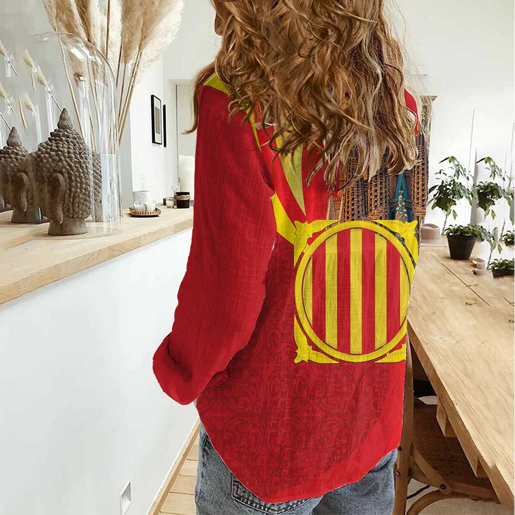 Catalonia Spain Women Casual Shirt Basilica de la Sagrada Familia