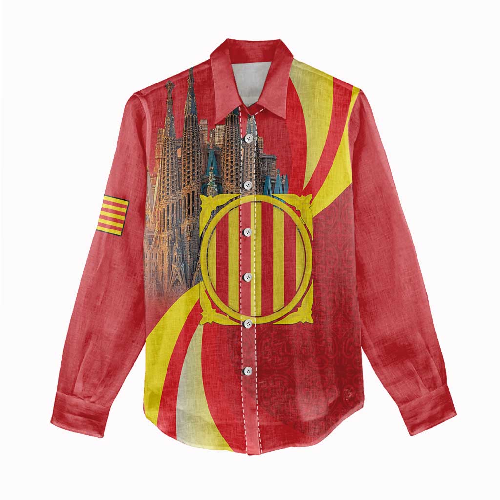 Catalonia Spain Women Casual Shirt Basilica de la Sagrada Familia