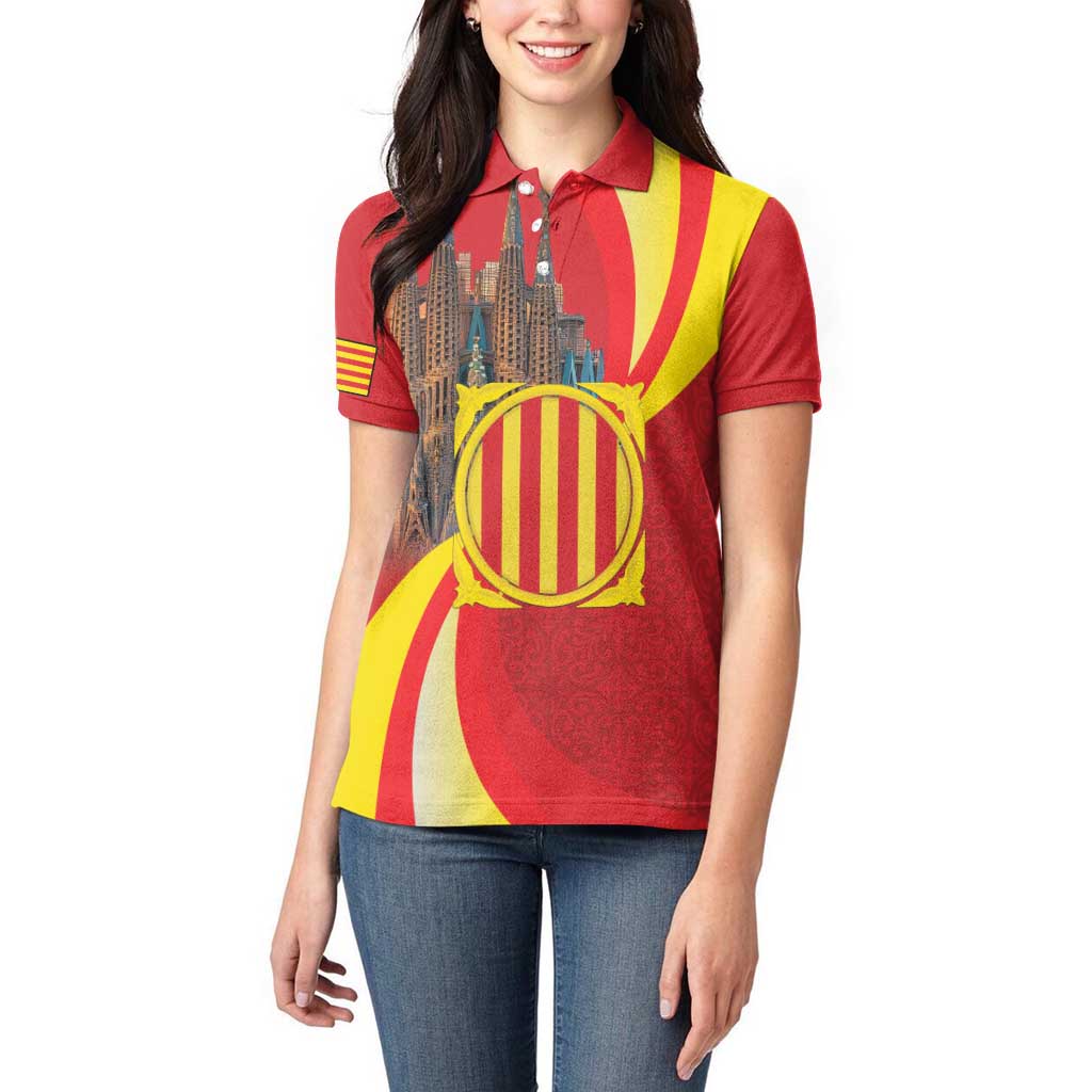 Catalonia Spain Women Polo Shirt Basilica de la Sagrada Familia