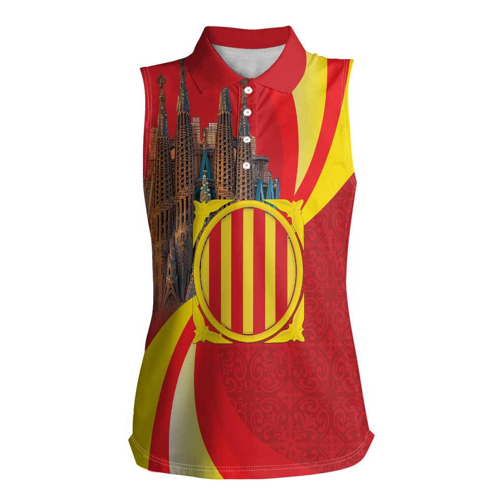 Catalonia Spain Women Sleeveless Polo Shirt Basilica de la Sagrada Familia