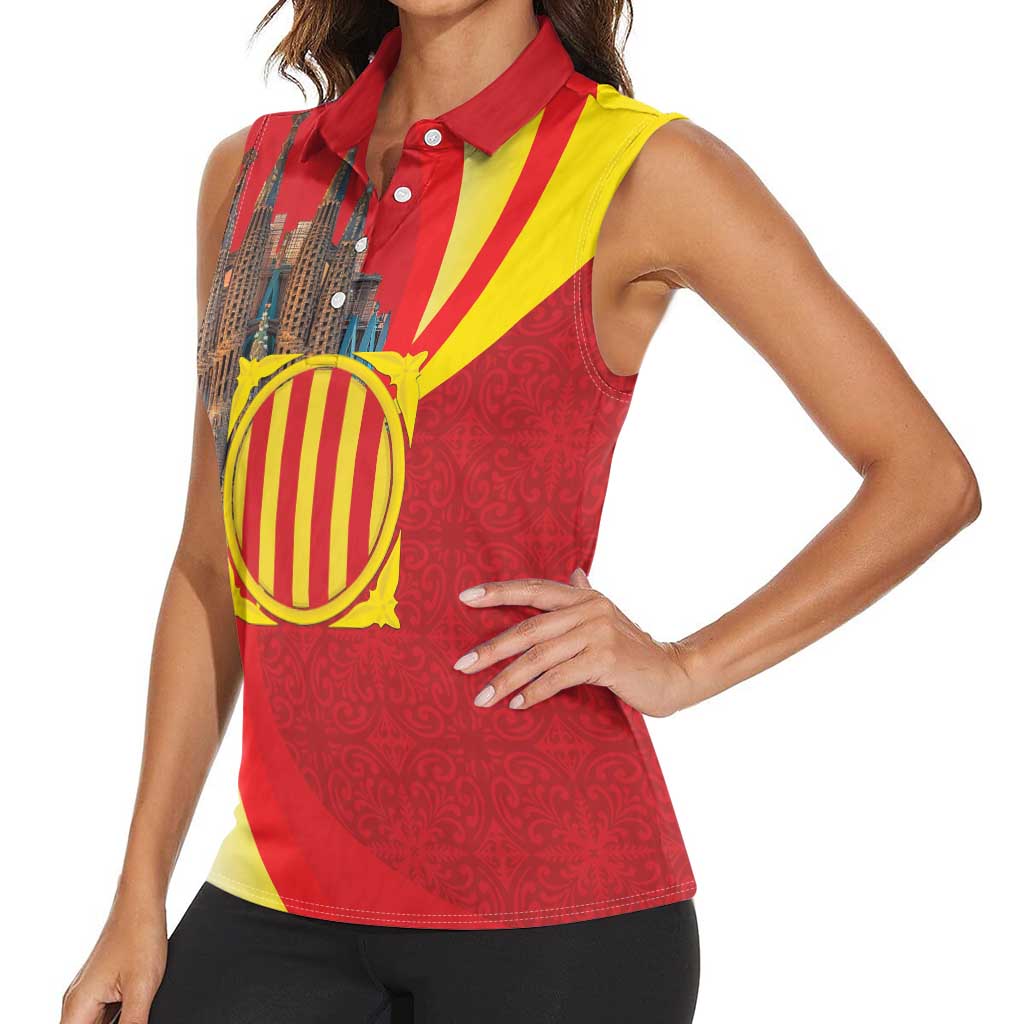 Catalonia Spain Women Sleeveless Polo Shirt Basilica de la Sagrada Familia