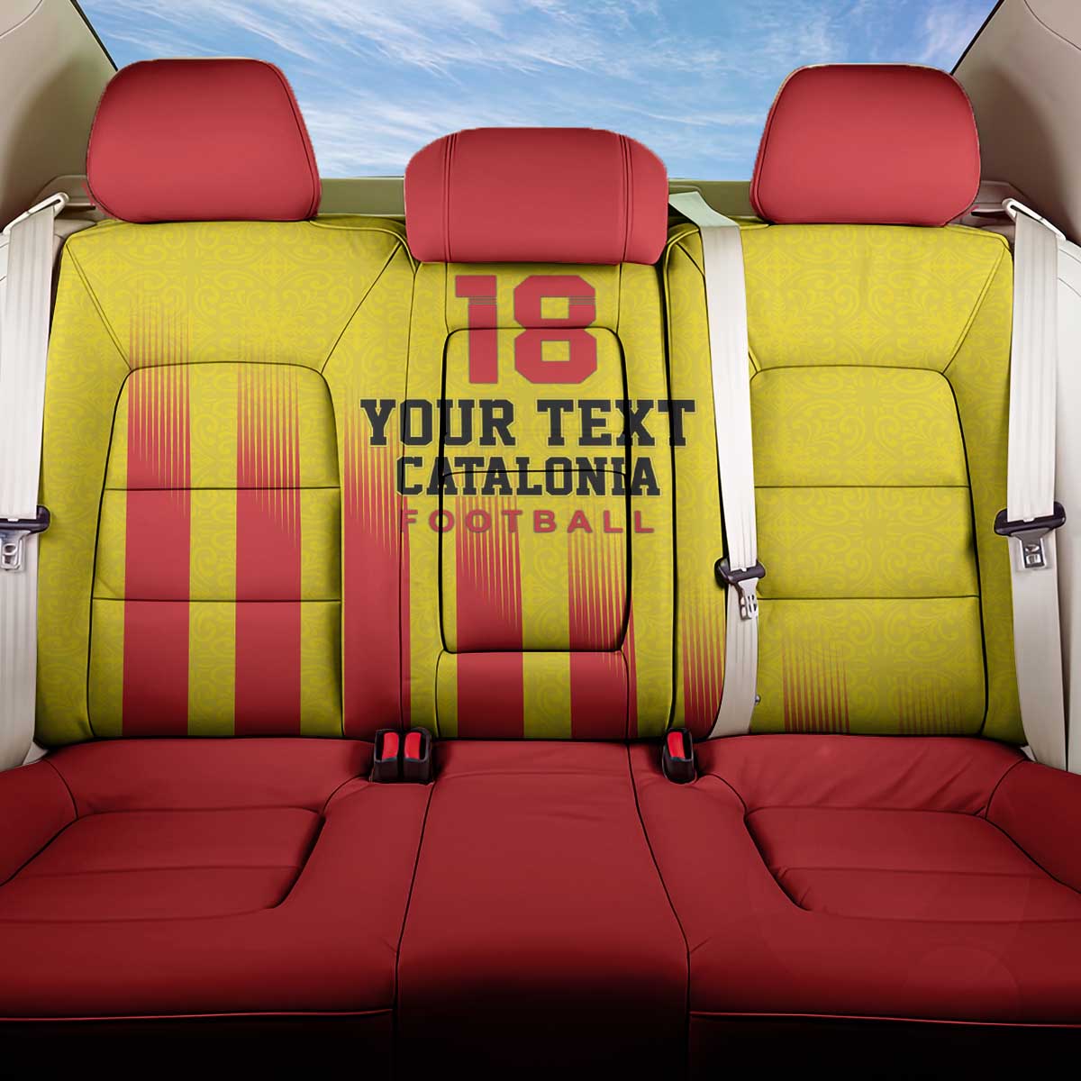 Custom Catalonia Football Back Car Seat Cover Seleccio de futbol de Catalunya
