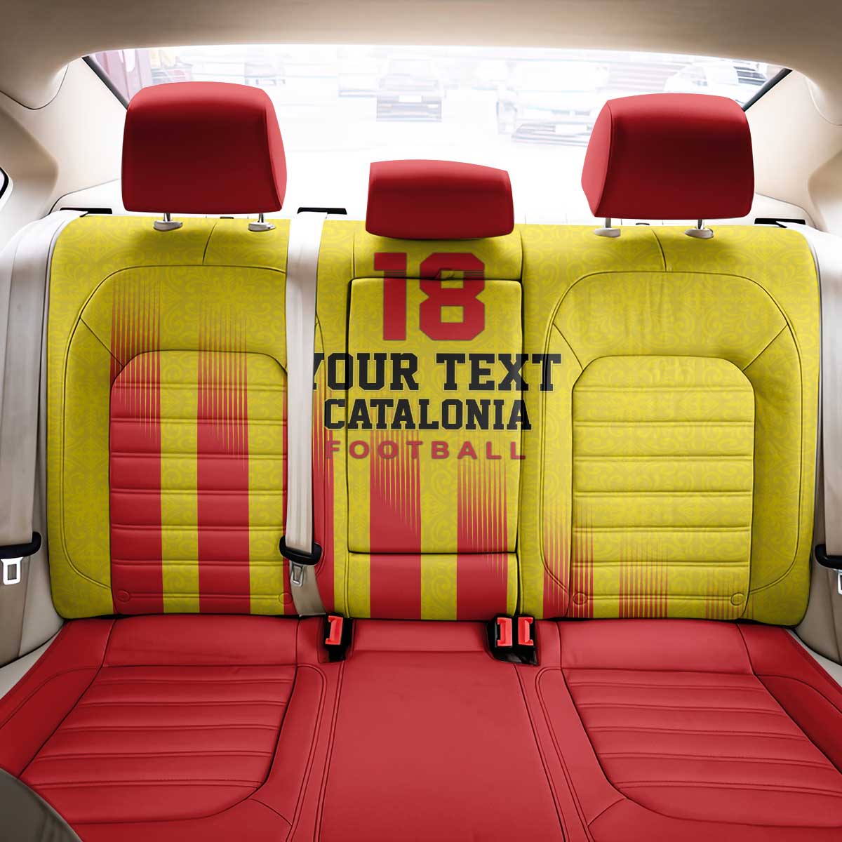 Custom Catalonia Football Back Car Seat Cover Seleccio de futbol de Catalunya