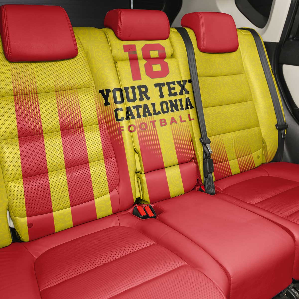 Custom Catalonia Football Back Car Seat Cover Seleccio de futbol de Catalunya