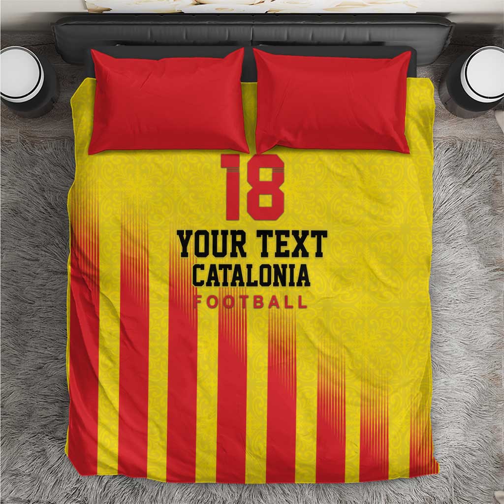 Custom Catalonia Football Bedding Set Seleccio de futbol de Catalunya