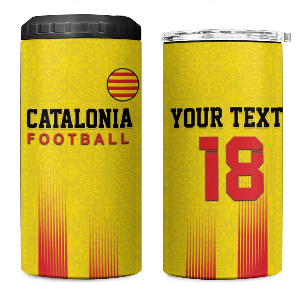 Custom Catalonia Football 4 in 1 Can Cooler Tumbler Seleccio de futbol de Catalunya