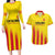 Custom Catalonia Football Couples Matching Long Sleeve Bodycon Dress and Hawaiian Shirt Seleccio de futbol de Catalunya