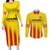 Custom Catalonia Football Couples Matching Long Sleeve Bodycon Dress and Long Sleeve Button Shirt Seleccio de futbol de Catalunya